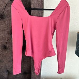 Crave Fame Vibrant Pink Long Sleeve Bodysuit